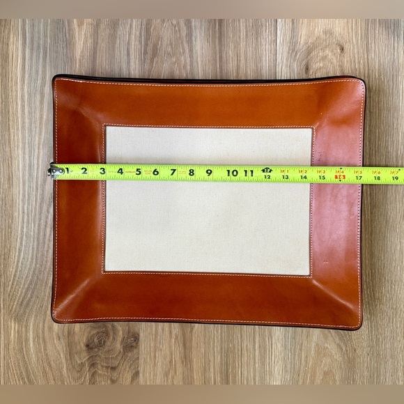 Tito’s Handcrafted Saddle Leather & Canvas Valet Tray 13”x17”Luxury Catchall